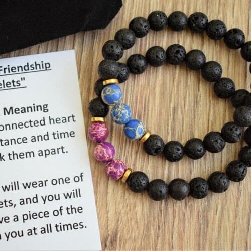 Imperial Stone Lava Bracelet Long Distance Friendship Bracelet Natural Round Loose Beads Bracelets Women Men Best Friend Gift