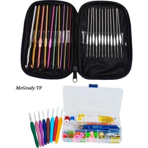Brand Aluminum Crochet Hooks Set Ergonomics Aluminum Weave Craft DIY Stitch Loom Kit Craft Sewing Tools Knitting Needles Tools