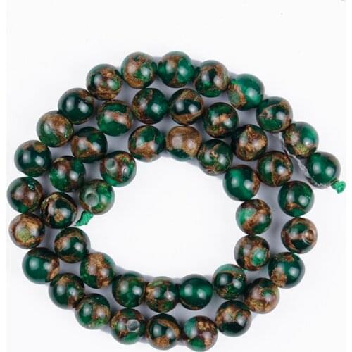 Natural Stone Beads Green Gold Color Colored Round Loose Beads 4/6/8/10/12mm for Making DIY Bracelet Earrings Accessories