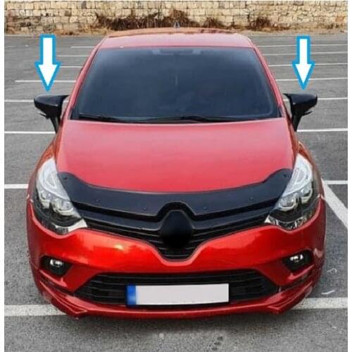 Rear Mirror Cover For Renault Clio 4 Bright Piano Black Side View Case Cap 2012 2018 High Quality ABS Plastic 2 Pcs Bat Style