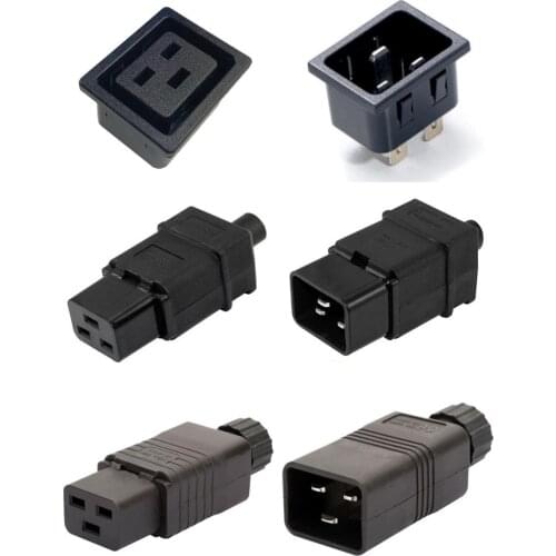 Black IEC320-C19/C20 universal PDU chassis power adaptor outlet assembled plug 16A wiring detachable plug socket convertor