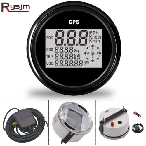 85mm Digital Boat Motorcycle GPS Speedometer 0~999 Knots MPH Km/h Adjustable GPS Speed Gauge With Backlight 12V/24V