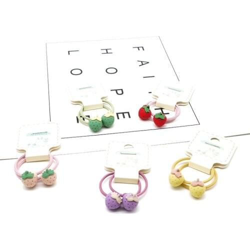 Handmade girls colorful strawberry Hair Elastics Bands Gums toddler Hair ties Accessories ponytail holder