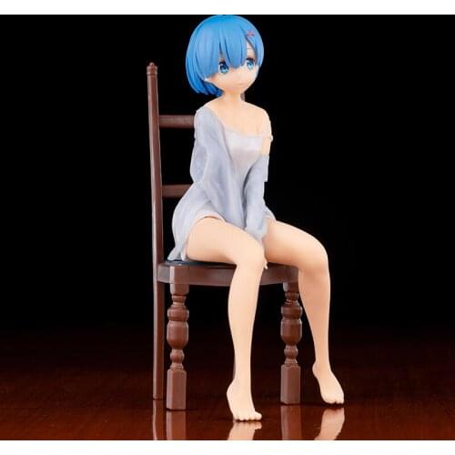 Japan Anime Re:Life In a Different World From Zero Rem Sit in a chair PVC Action Figure Figurine 13cm Toy Model New With Box