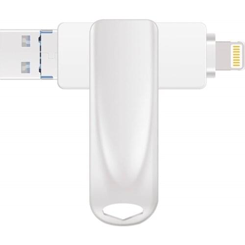 Metal USB 3.0 Flash Drive for iPhone iPad iPod iMac 16gb 32gb 64gb 128gb 3 in 1 Pendrive for lightning/Micro usb/Computer 256GB