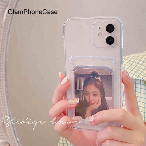 GlamPhoneCase Transparent card holder Phone Case For iPhone12Pro/max 11Pro/Max XS Max XR Soft Silicone Cover For iPhone11 7 8P