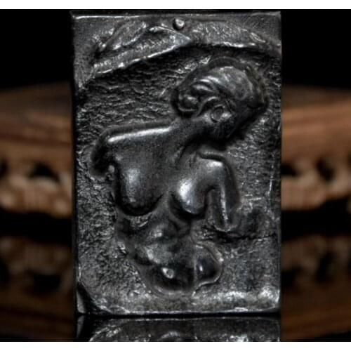 Hongshan culture archaize black iron meteorite beauty pendant statue