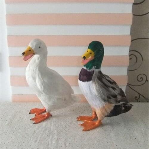 Simulation Animals White Duck Decoration Toy Made of Plastic&Feathers Goose Doll Model Teaching Props Kids Gifts 24x27cm