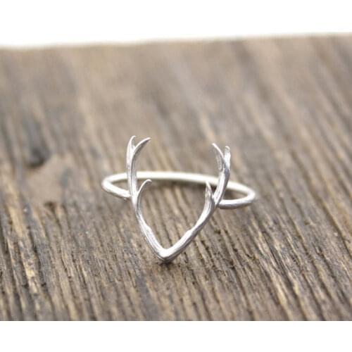Jisensp 2018 New Fashion Jewelry Rings Cute Animal Deer Antler Rings for Women Stag Animal Ring Valentine and Christmas Gifts
