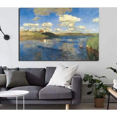 Isaac Levitan Lake Art Canvas Painting Print Living Room Home Decoration Modern Wall Art Oil Painting Posters Pictures Framework