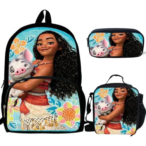 3PCS School Bag Set moana Printing School Backpack For Teenagers Girls Student Travel Book Bag Schoolbags