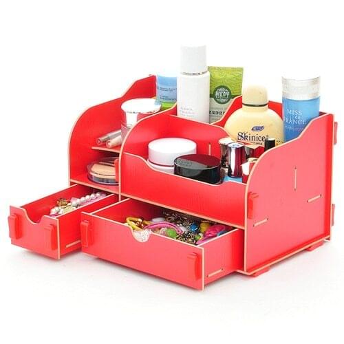 Multifunctional DIY Double Drawer Wooden box / Cosmetic Case 30*17*16.5cm