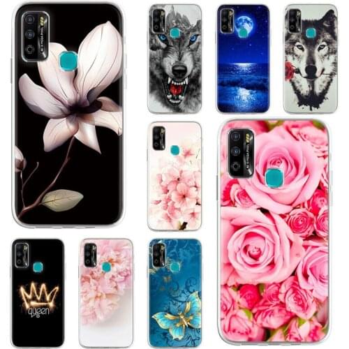 Soft TPU Case For Infinix Hot 9 Play Case Silicon Floral Painted Bumper Infinix Hot9 X655C X655 X680 Cover Protective Fundas