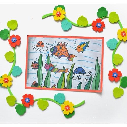 3D EVA Foam Wall Stickers Early Learning Flower Leaves Lace Strip Kindergarten Classroom Home Handmade Toys For Kids Children