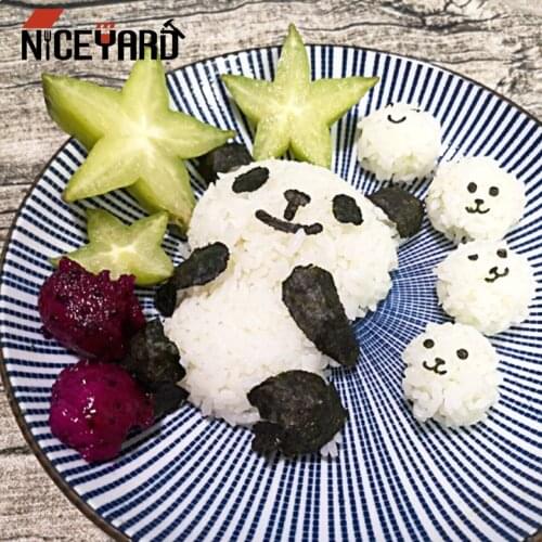 NICEYARD 4 in 1 Panda Baby Cartoon Sushi Nori Rice Mold Decor Cutter Bento Maker Sandwich DIY Tool Kitchen Accessorie