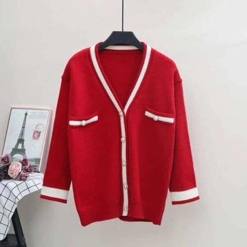 2021 new fashion autumn and winter clothes knitted cardigan casual v-neck long-sleeved sweater jacket women all-match