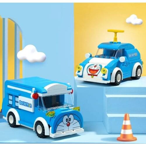 2021 NEW Cartoon Anime Doraemon Bus car Building Blocks Bricks Sets Movie Dolls Kids Toys For Children Christmas Gift