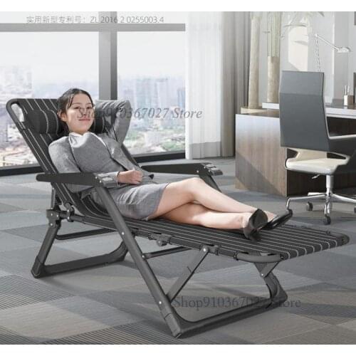 Reclining Chair Folding Lunch Nap Chair Office Back Lazy Sofa Portable Home Balcony Leisure Chair Bed