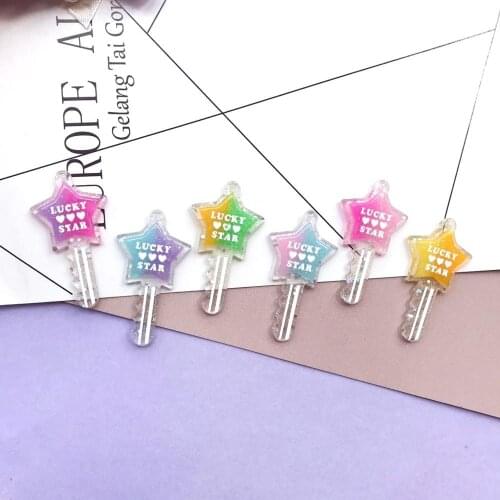 58*28mm new 10pcs Flat back resin Iridescence key Charms for DIY decoration bag earring key chain patch Jewelry Making DIY