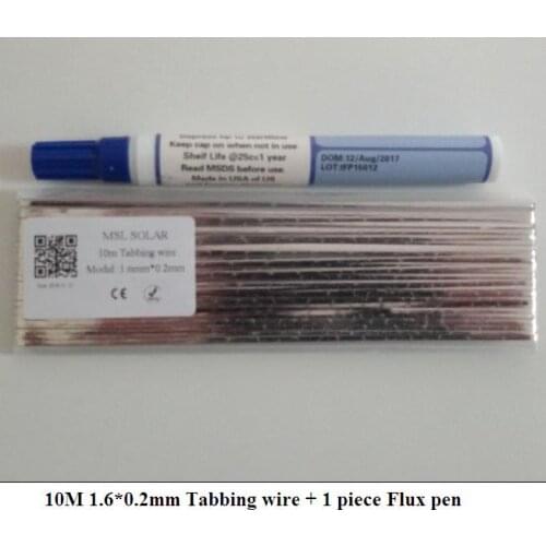 Solar Cell Tabbing wire 10m 1.6mm*0.2mm + Flux pen Solder wire for soalr panel Connection Solar welding strip Free shipping