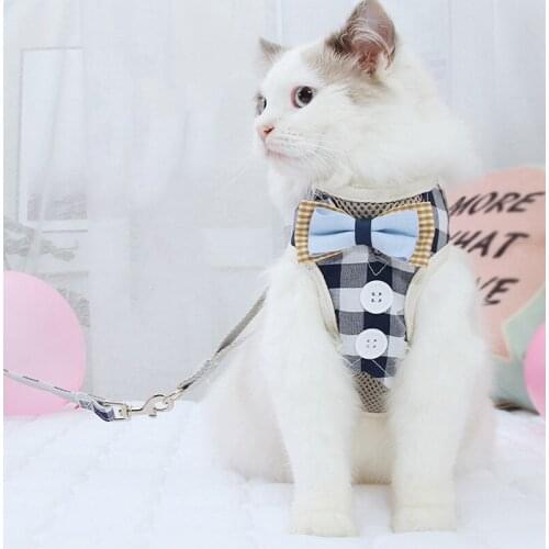 Adjustable Pet Harness Leash For Cats Puppies Small Dogs Pet Harness Vest Leash Set With Bowknot Walking Lead Leash Pet Supplies