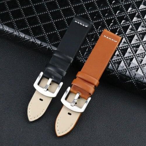 20mm 22mm PU Leather Watchband Black Brown Watch Strap Vintage Bracelet Wrist for Samsung Galaxy 46mm 41mm Huawei Watch GT