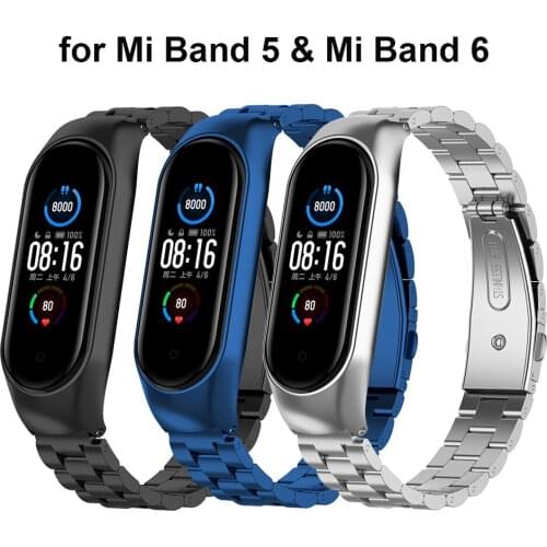 Replacement Strap for Xiaomi Mi Band 6 Bracelet Stainless Steel Band Miband 5 Metal Wristband for Mi Band 5 Strap Watchband