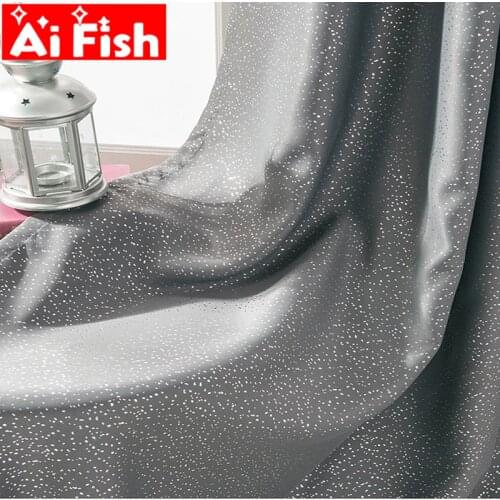 Gray Shiny silver starry pattern Blackout curtain star moon with dots aluminum foil curtain with grommet suitable for bedroom #3