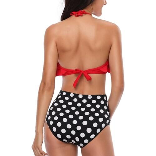 Split Swimsuit Girls Floral Swimwear Ruffled Hem Beachwear Sexy Gorgeous Vintage Retro Swimming Bathing Suit