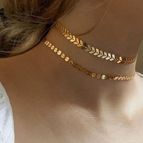 Aesthetic V-shaped Aircraft Chain Necklaces Stainless Steel Necklace Multilayer Harajuku Women Jewelry Necklace Collares
