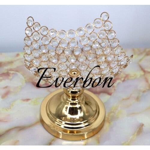 Gold Fruit Plate Dish Crystal Inlay Candy Dessert Trays Serving Tray For Home Wedding Table Centerpiece Decoration