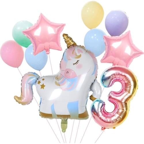 1set of Sleeping Unicorn Party Balloon Unicorn Birthday Decoration Number Balloon Kids Birthday Party Baby Shower Decoration