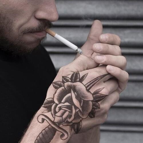 15pcs Henna Tattoo Stickers Waterproof Long-lasting Dark Black Flower Arm Hand Back Temporary Tattoos Japanese Korean Body Art