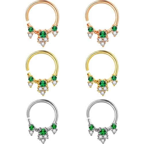 16G Brass Daith Earrings Hoop Cluster CZ Hinged Segment Clicker Daith Clicker Helix Ear Piercing Wholesales Drop Shipping