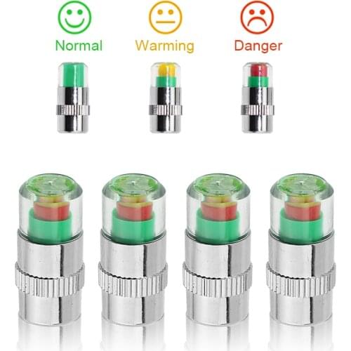 2.0 2.2 2.4 Bar Car Tire Pressure Monitor Valve Stem Cap Auto Sensor Indicator Diagnostic Tools Kit Air Alert 4PCS