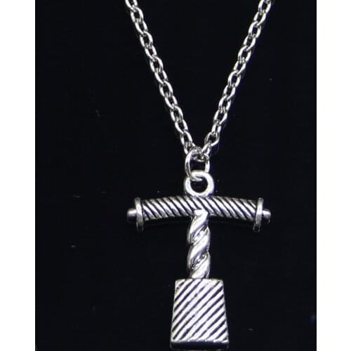 20pcs New Fashion Necklace 25x20mm corkscrew wine bottle opener Pendants Short Long Women Men Colar Gift Jewelry Choker