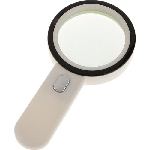 2x Handheld 10X Magnifying Reading Glass Lens Jewelry Loupe With 12 LED
