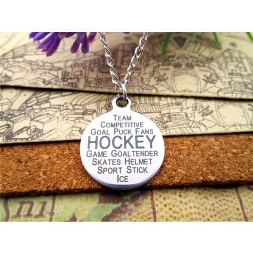 3pcs/lot Fashion stainless steel necklace "HOCKEY" Charms Pendant necklace jewelry Gift more style for choosing