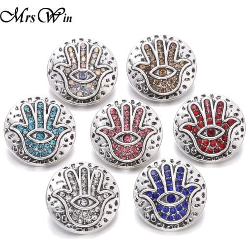 6pcs/lot 2019 New Snap Jewelry Vintage Hamsa Hand 18mm 20mm Metal Snap Buttons Fir Charm Bracelet for Women Jewelry