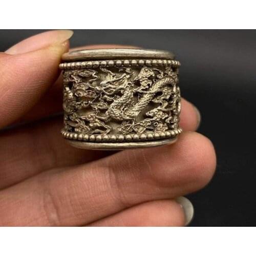 Antique collection silver Miao silver double prosperity brought by the dragon and the phoenix ring wrench