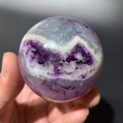 Watermelon red fluorite quartz crystal ball, natural quartz stone, healing gem reiki ball