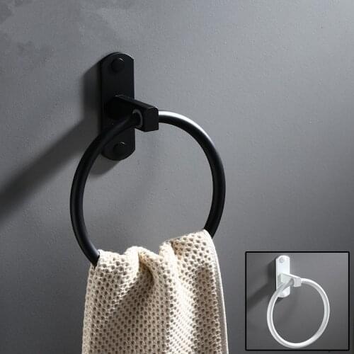 White bath shower Towel Rack Euro Antique Style Black Paint Aluminum Hand Towel Ring Holder for Bathroom accessories