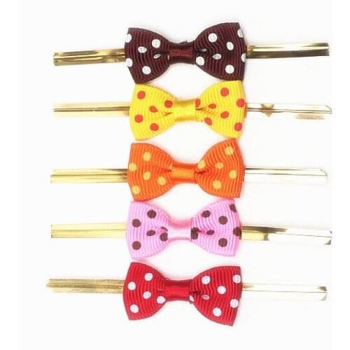 Free Shipping 800pcs Metallic Polka Dot Twist Wire Tie With Bow Candy Cookie Cake Decoration