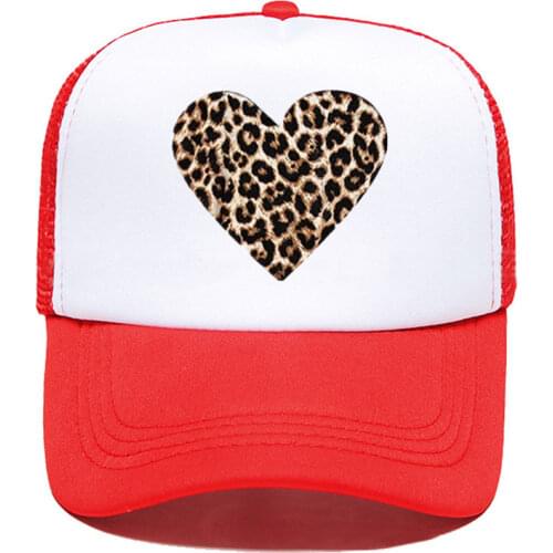 2020 New Heart Leopard Print Baseball Cap Funny Casual Men Women Parent-child Hats Mesh Visor Outdoor Sun Hat Adjustable Caps
