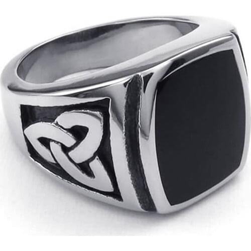 Black Square Spades Epoxy Silver Color Stainless Steel Rings for Men Jewelry Not Fade Drop Shipping