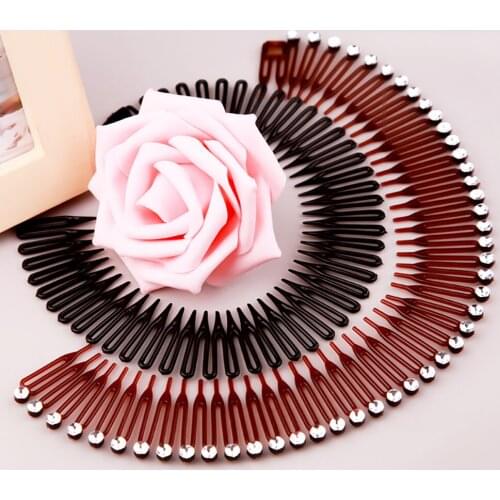 2pcs Soft Elastic Full Circle Hair Comb Headband DIY Tools Plastic Flexible Teeth Hair Claws Ponytail Hair Styling Accessories