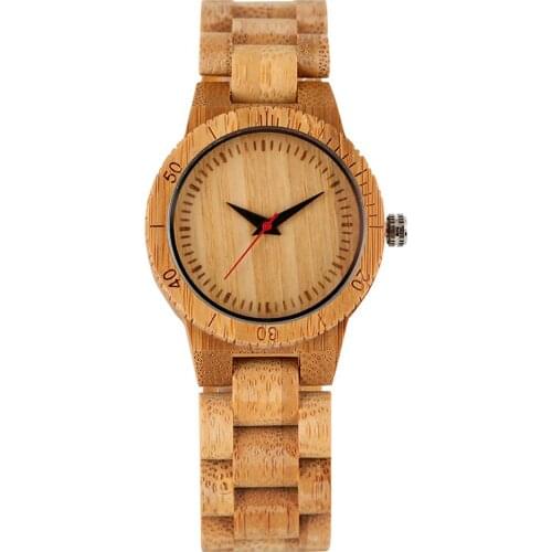 Concise Blank Surface Quartz All Bamboo Watch for Men Fashion Quartz Bamboo Watches Handmade Natural Bamboo Watch for Girls