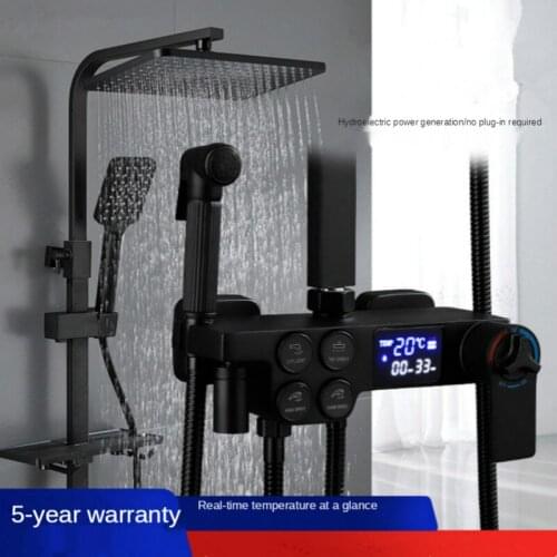 Bathroom Copper Shower Set European Household Water Saving Thermostatic Showermultifunctional Pressurized Rain Shower Nozzle