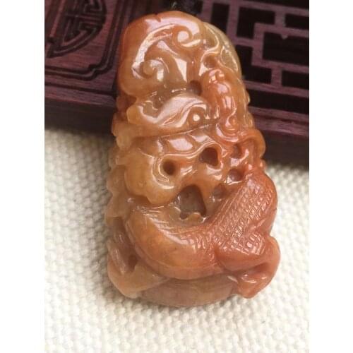 Natural 7A Myanmar jade double Handcarved jade dragon red jade pendant jade necklace men pendants jewelry jade necklaces