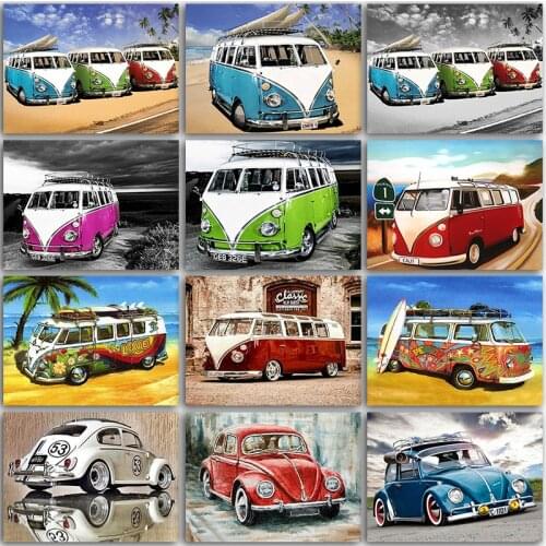 5D Diamond Painting Kit Paint VW Car Bus Cartoon scenery Full Square&Round embroidery mosaic Cross stitch home decor landscape